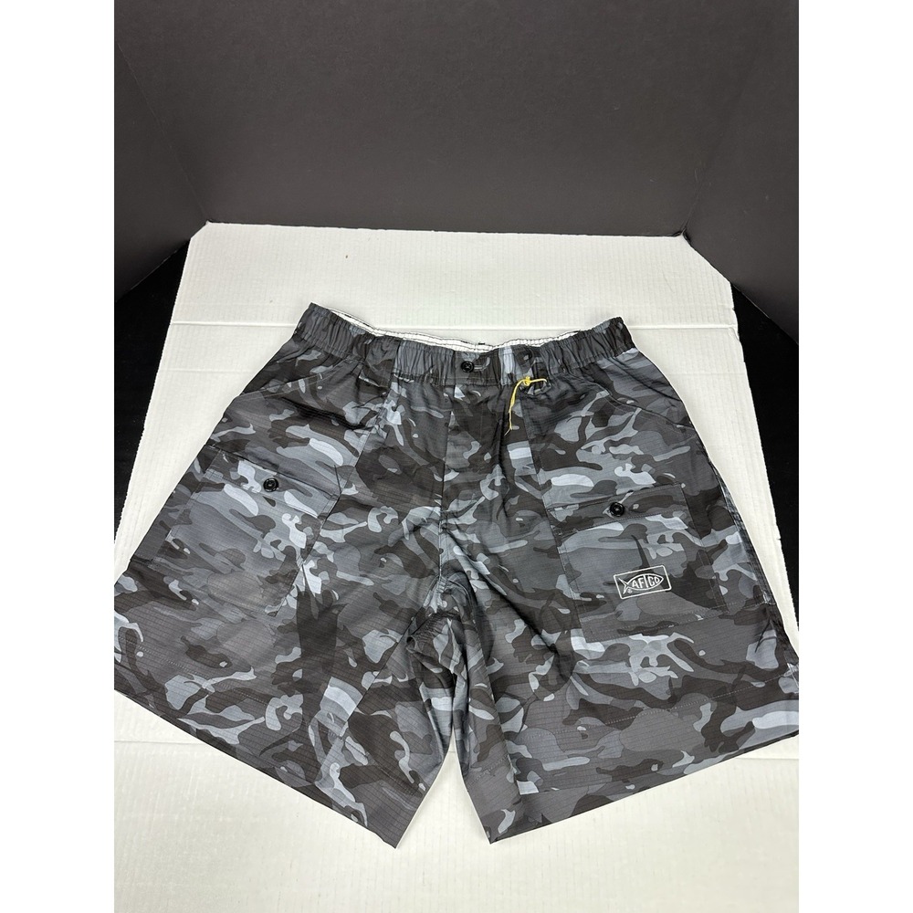 AFTCO Original Fishing Shorts Mens 34 Long Camo Cargo Swim M01L 8" Inseam
